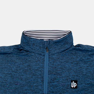 Men's Upwear Mock-Neck 1/4 Zip - Heather Royal Blue